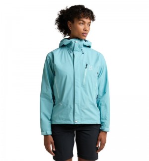 Women's Haglöfs Astral GTX Jacket Windbreaker Green Blue Canada | DF12-635