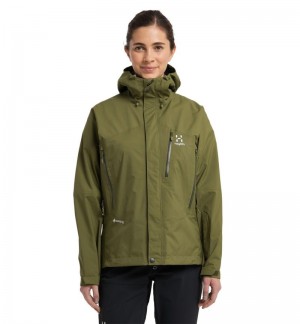 Women's Haglöfs Astral GTX Jacket Windbreaker Olive Green Canada | NL65-445