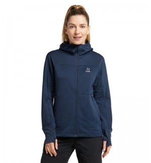 Women's Haglöfs Betula Hood Fleece Jackets Blue Canada | CY28-328