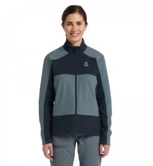 Women's Haglöfs Buteo Mid Jacket Fleece Jackets Blue / Blue Canada | OG83-149