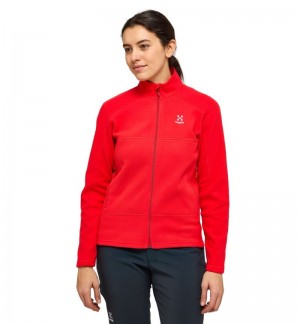 Women's Haglöfs Buteo Mid Jacket Fleece Jackets Red Canada | WJ64-502