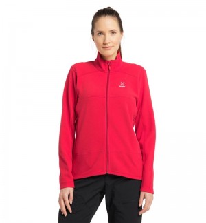 Women's Haglöfs Buteo Mid Jacket Fleece Jackets Red Canada | VD82-379