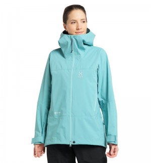 Women's Haglöfs Dalskidan GTX Jacket Windbreaker Green Blue Canada | GO76-649