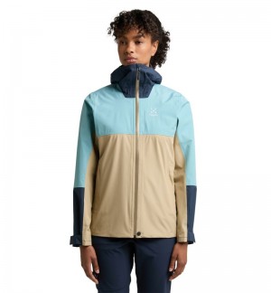 Women's Haglöfs Finch Proof Jacket Windbreaker Beige / Green Blue Canada | XU70-029