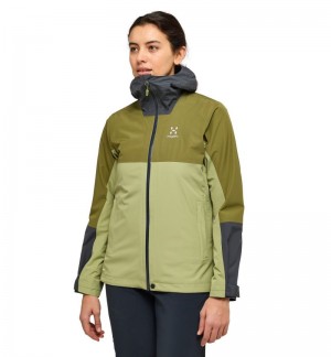 Women's Haglöfs Finch Proof Jacket Windbreaker Green / Olive Green Canada | FV21-120