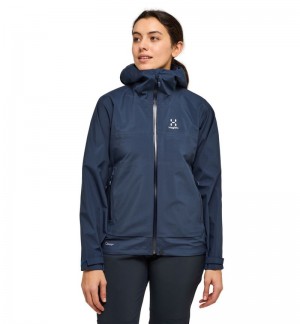 Women's Haglöfs Front Proof Jacket Windbreaker Blue Canada | JK26-228