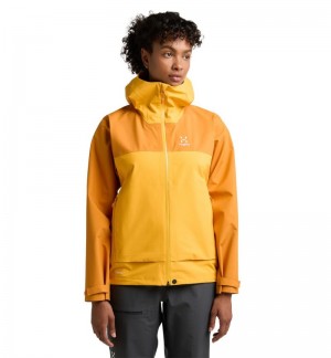 Women's Haglöfs Front Proof Jacket Windbreaker Yellow / Yellow Canada | WH77-868