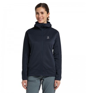 Women's Haglöfs Frost Mid Hood Fleece Jackets Blue Canada | JU18-291