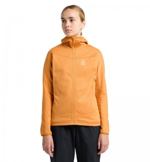 Women's Haglöfs Frost Mid Hood Fleece Jackets Yellow Canada | UJ90-415