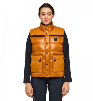 Women's Haglöfs Funäs Down Vest Insulated Jackets Golden Brown Canada | BA28-692