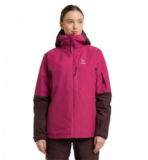 Women's Haglöfs Gondol Insulated Jacket Waterproof Jackets & Raincoats Burgundy Brown / Deep Pink Canada | SB05-480