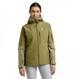 Women's Haglöfs Gondol Insulated Jacket Waterproof Jackets & Raincoats Green / Olive Green Canada | QC43-343