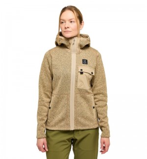 Women's Haglöfs Hede Mid Hood Fleece Jackets Beige Canada | MM27-983