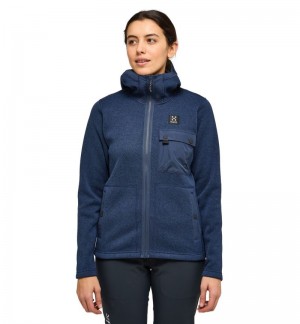 Women's Haglöfs Hede Mid Hood Fleece Jackets Blue Canada | KC66-485