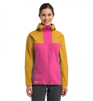 Women's Haglöfs L.I.M Alpha Hood Windbreaker Pink / Autumn Leaves Canada | NH05-945