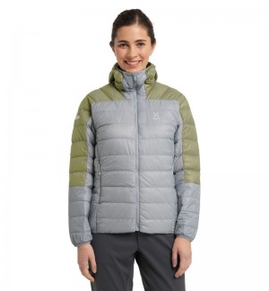 Women's Haglöfs L.I.M Down Hood Insulated Jackets Concrete / Green Canada | NB10-756