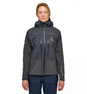 Women's Haglöfs L.I.M Hybrid Touring Hood Windbreaker Magnetite Canada | MV90-086