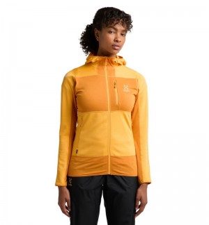 Women's Haglöfs L.I.M Mid Fast Hood Fleece Jackets Yellow / Yellow Canada | YO87-847