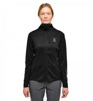 Women's Haglöfs L.I.M Mid Multi Hood Fleece Jackets Black Canada | HP50-891