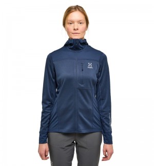 Women's Haglöfs L.I.M Mid Multi Hood Fleece Jackets Blue Canada | FF51-543