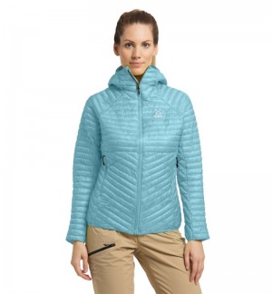 Women's Haglöfs L.I.M Mimic Hood Insulated Jackets Green Blue Canada | RF60-808