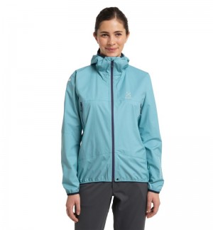 Women's Haglöfs L.I.M Proof Jacket Windbreaker Green Blue Canada | LX56-544