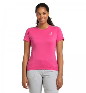 Women's Haglöfs L.I.M Tech Tee T Shirts Pink Canada | YG60-367