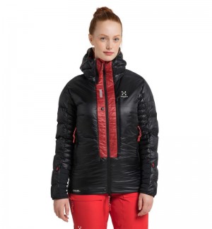 Women's Haglöfs L.I.M ZT Down Jacket Insulated Jackets Black / Red Canada | VN69-572