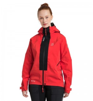 Women's Haglöfs L.I.M ZT Mountain GTX PRO Jacket Windbreaker Red / Black Canada | WH62-102