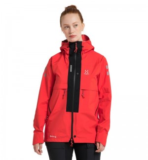 Women's Haglöfs L.I.M ZT Trek GTX PRO Jacket Windbreaker Red / Black Canada | OJ30-658