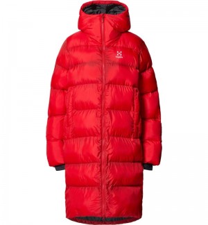 Women's Haglöfs Long Mimic Parka Insulated Jackets Red Canada | JO14-492