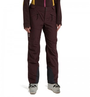 Women's Haglöfs Lumi Form Pant Waterproof Trousers Burgundy Brown Canada | ZA57-709