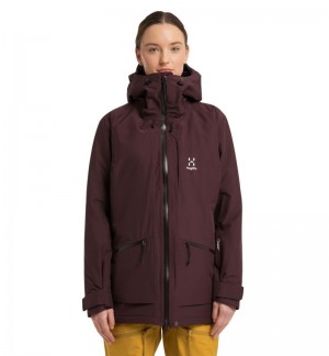 Women's Haglöfs Lumi Insulated Parka Waterproof Jackets & Raincoats Burgundy Brown Canada | VU72-434