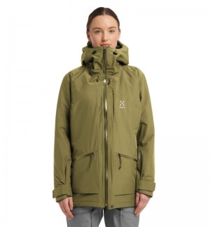 Women's Haglöfs Lumi Insulated Parka Waterproof Jackets & Raincoats Olive Green Canada | ZF94-279