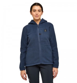 Women's Haglöfs Malung Pile Hood Fleece Jackets Blue Canada | DD48-126