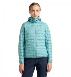 Women's Haglöfs Micro Nordic Down Hood Insulated Jackets Green Blue Canada | XH31-557