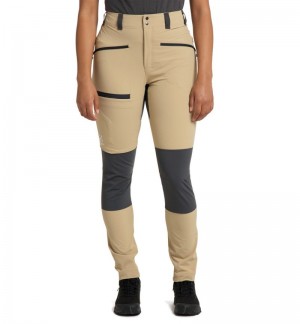 Women's Haglöfs Mid Slim Pant Hiking Trousers Beige / Magnetite Canada | IZ31-427