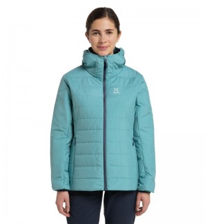 Women's Haglöfs Mimic Silver Hood Insulated Jackets Green Blue Canada | NE32-454