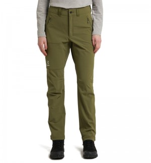 Women's Haglöfs Morän Softshell Standard Pant Softshell Trousers Olive Green Canada | HS34-790