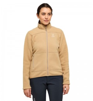 Women's Haglöfs Mossa Pile Jacket Fleece Jackets Beige Canada | ZD70-579