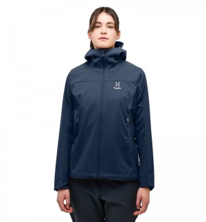 Women's Haglöfs Move Softshell Hood Windbreaker Blue Canada | RQ94-803