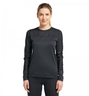 Women's Haglöfs Natural Blend Tech Crew Neck Baselayers Black Canada | PI57-700