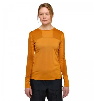 Women's Haglöfs Natural Blend Tech Crew Neck Baselayers Yellow / Golden Brown Canada | LT14-665