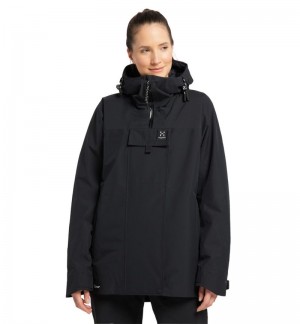 Women's Haglöfs Orsa Parka Windbreaker Black Canada | FF89-162