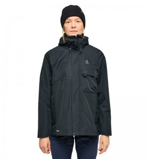 Women's Haglöfs Porfyr Proof Jacket Windbreaker Black Canada | YA61-787