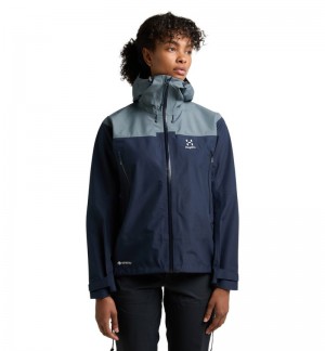 Women's Haglöfs ROC Flash GTX Jacket Windbreaker Blue / Blue Canada | NI85-319