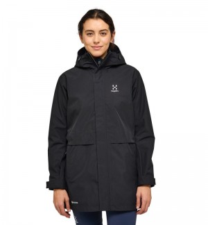 Women's Haglöfs Reed GTX Parka Windbreaker Black Canada | EC00-566