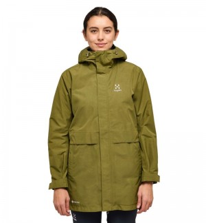 Women's Haglöfs Reed GTX Parka Windbreaker Olive Green Canada | IW15-256