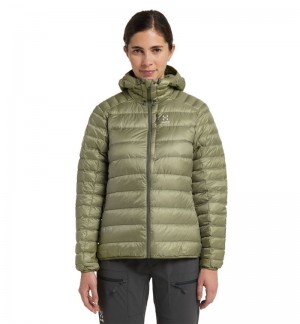 Women's Haglöfs Roc Down Hood Insulated Jackets Green Canada | NM38-403