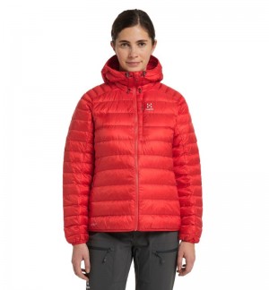 Women's Haglöfs Roc Down Hood Insulated Jackets Red Canada | IK46-691